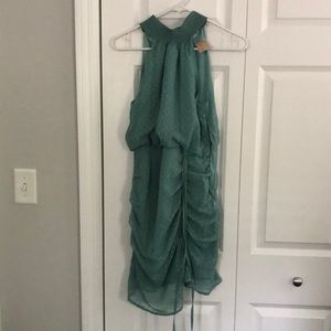 Mint polka dot textured dress Small SHEIN